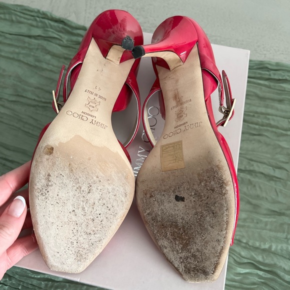 Jimmy Choo Fuchsia Patent Leather Open Toe Lumiere D'Orsay Pumps Women's EUR 41 - Picture 6 of 7